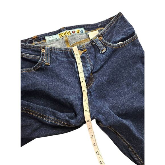 MUDD Flare Y2K Jeans women's size 7 (29x32) Low-Rise dark wash Zip button denim - Picture 8 of 10